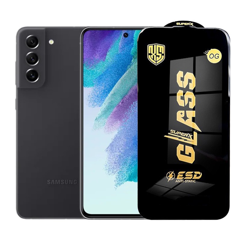 ✨TOATE PRODUSELE✨ - Folie de Protectie pentru Samsung Galaxy S21 FE, , Sticla Securizata ESD, Margini Negre, Rezistenta la Zgirieturi, Antistatica, 0.35 mm, Transparenta