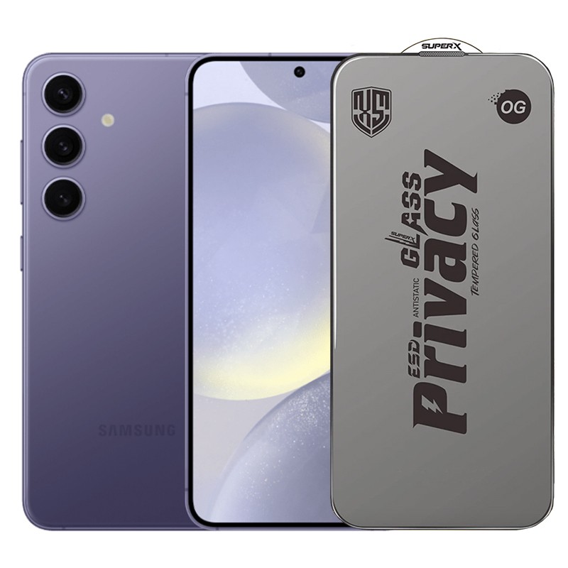 ✨TOATE PRODUSELE✨ - Folie de Protectie pentru Samsung Galaxy S24, , Sticla Securizata ESD Antistatica, Super-X Privacy OG, Margini Negre, 0.30 mm, Transparent Inchis
