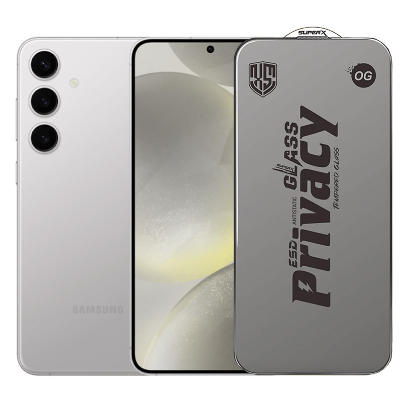 ✨TOATE PRODUSELE✨ - Folie de Protectie pentru Samsung Galaxy S24+, , Sticla Securizata ESD Antistatica, Super-X Privacy OG, Margini Negre, 0.30 mm, Transparent Inchis