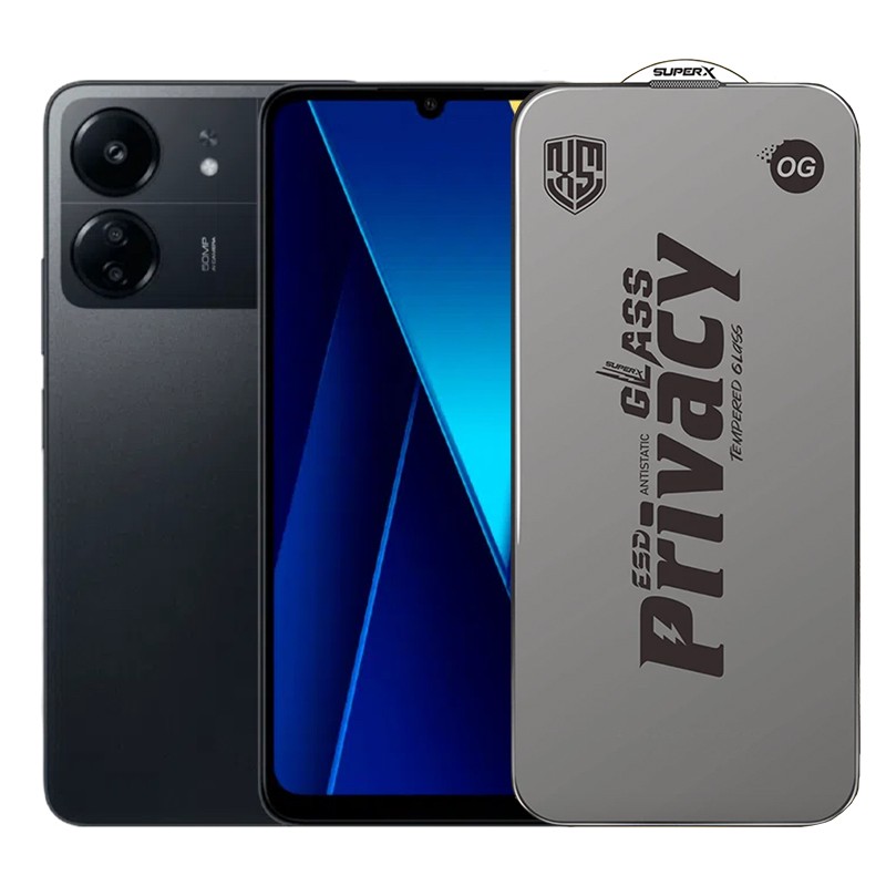 ✨TOATE PRODUSELE✨ - Folie de Protectie pentru Xiaomi Poco C65, , Sticla Securizata ESD Antistatica, Super-X Privacy OG, Margini Negre, 0.30 mm, Transparent Inchis
