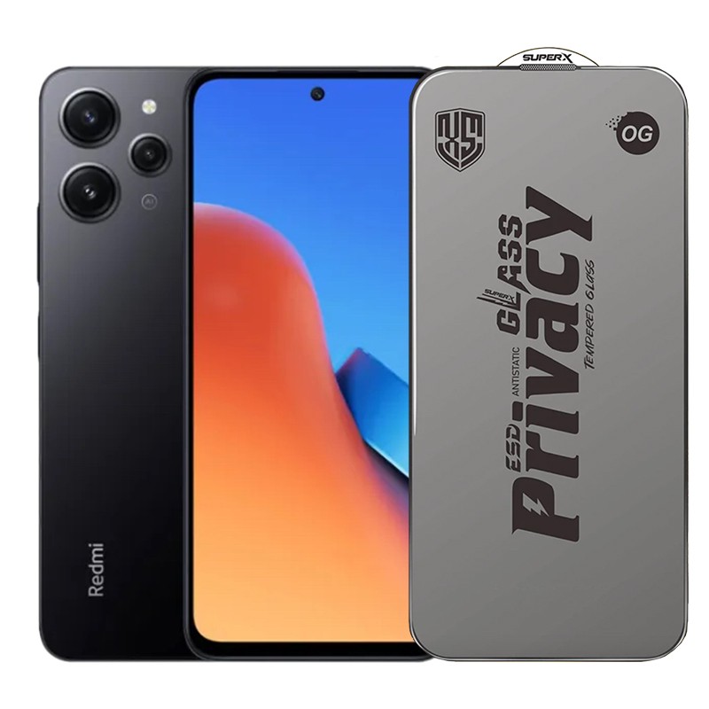 ✨TOATE PRODUSELE✨ - Folie de Protectie pentru Xiaomi Redmi 12, , Sticla Securizata ESD Antistatica, Super-X Privacy OG, Margini Negre, 0.30 mm, Transparent Inchis