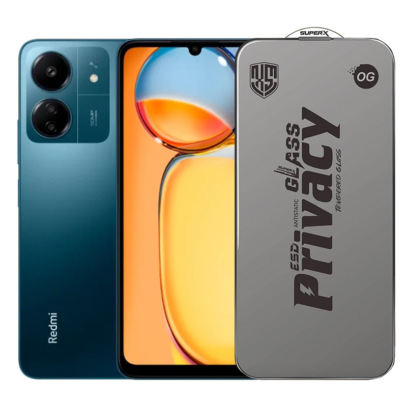 ✨TOATE PRODUSELE✨ - Folie de Protectie pentru Xiaomi Redmi 13C, , Sticla Securizata ESD Antistatica, Super-X Privacy OG, Margini Negre, 0.30 mm, Transparent Inchis