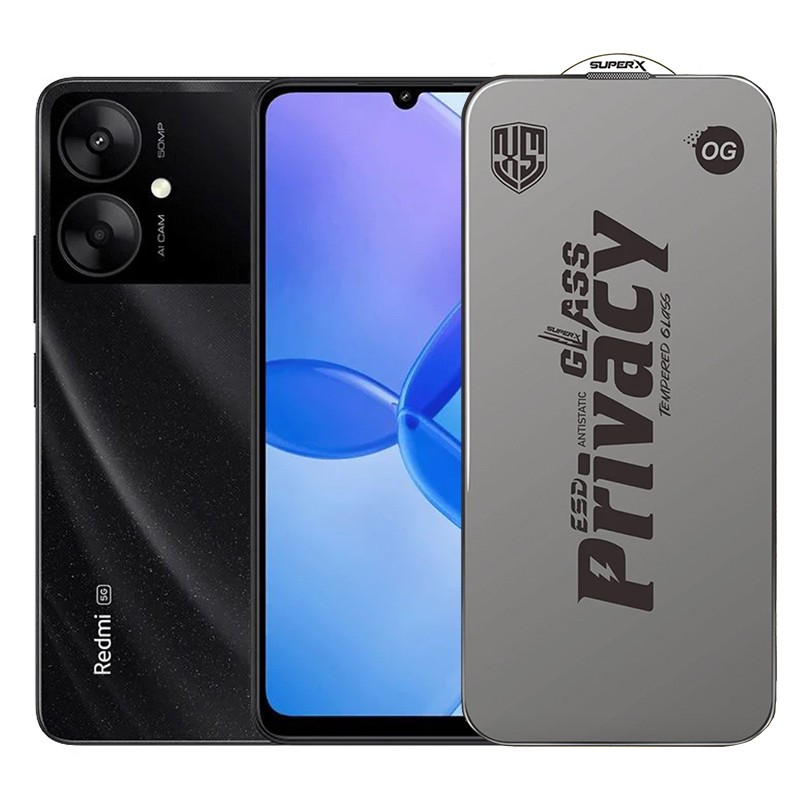 ✨TOATE PRODUSELE✨ - Folie de Protectie pentru Xiaomi Redmi 13R, , Sticla Securizata ESD Antistatica, Super-X Privacy OG, Margini Negre, 0.30 mm, Transparent Inchis