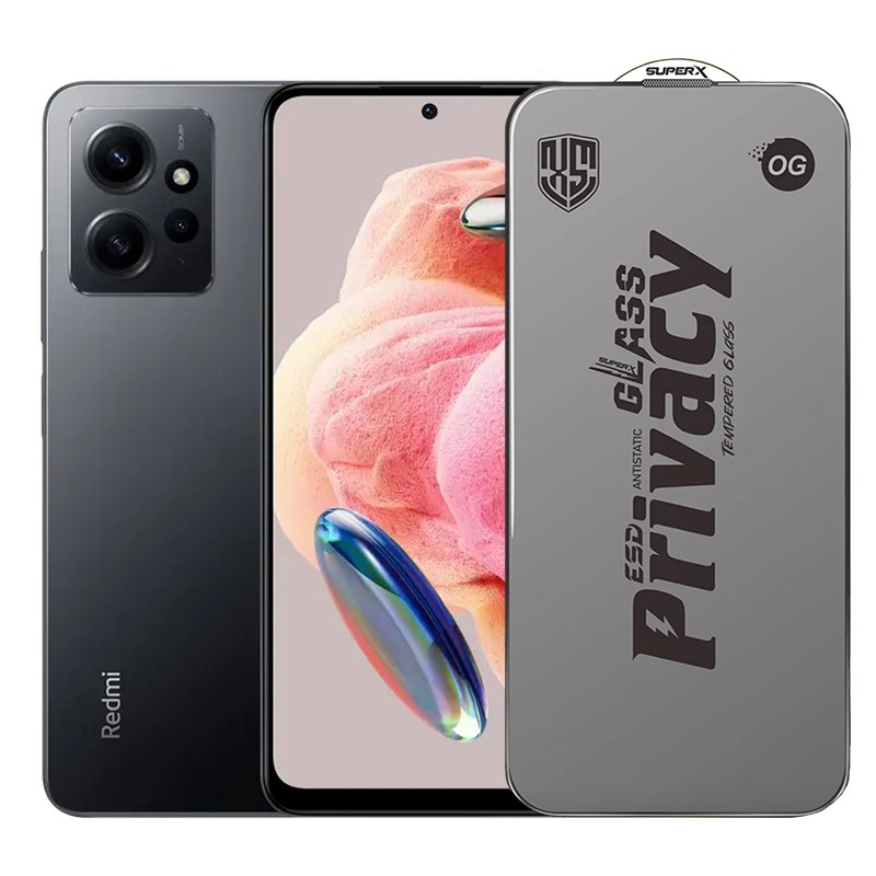 ✨TOATE PRODUSELE✨ - Folie de Protectie pentru Xiaomi Redmi Note 12, , Sticla Securizata ESD Antistatica, Super-X Privacy OG, Margini Negre, 0.30 mm, Transparent Inchis