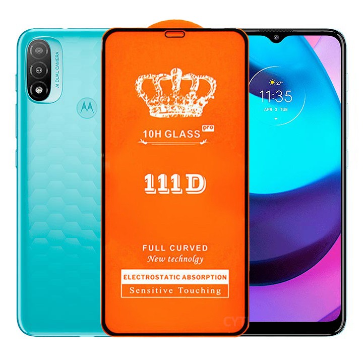 Folie Securizata pentru Motorola Moto E20, , Sticla de Protectie Compatibila cu Motorola Moto E20, Full Cover 111D, 10H GLASS, Margini Negre, Transparenta [1]