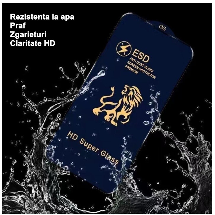 Folie Sticla securizata electrostatica pentru Xiaomi Redmi 12C , Sticla ESD, Top Glass, Anti-static, Negru [3]