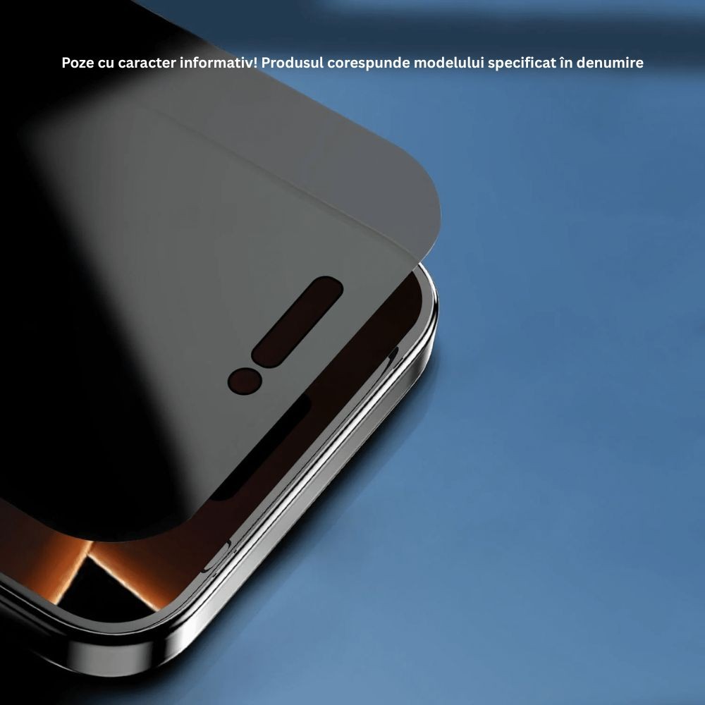 Folie Sticla Securizata, , Pentru Apple iPhone 16 Pro, Privacy Classic, 2.5D, Confidentialitate 30°, Negru Transparent [2]
