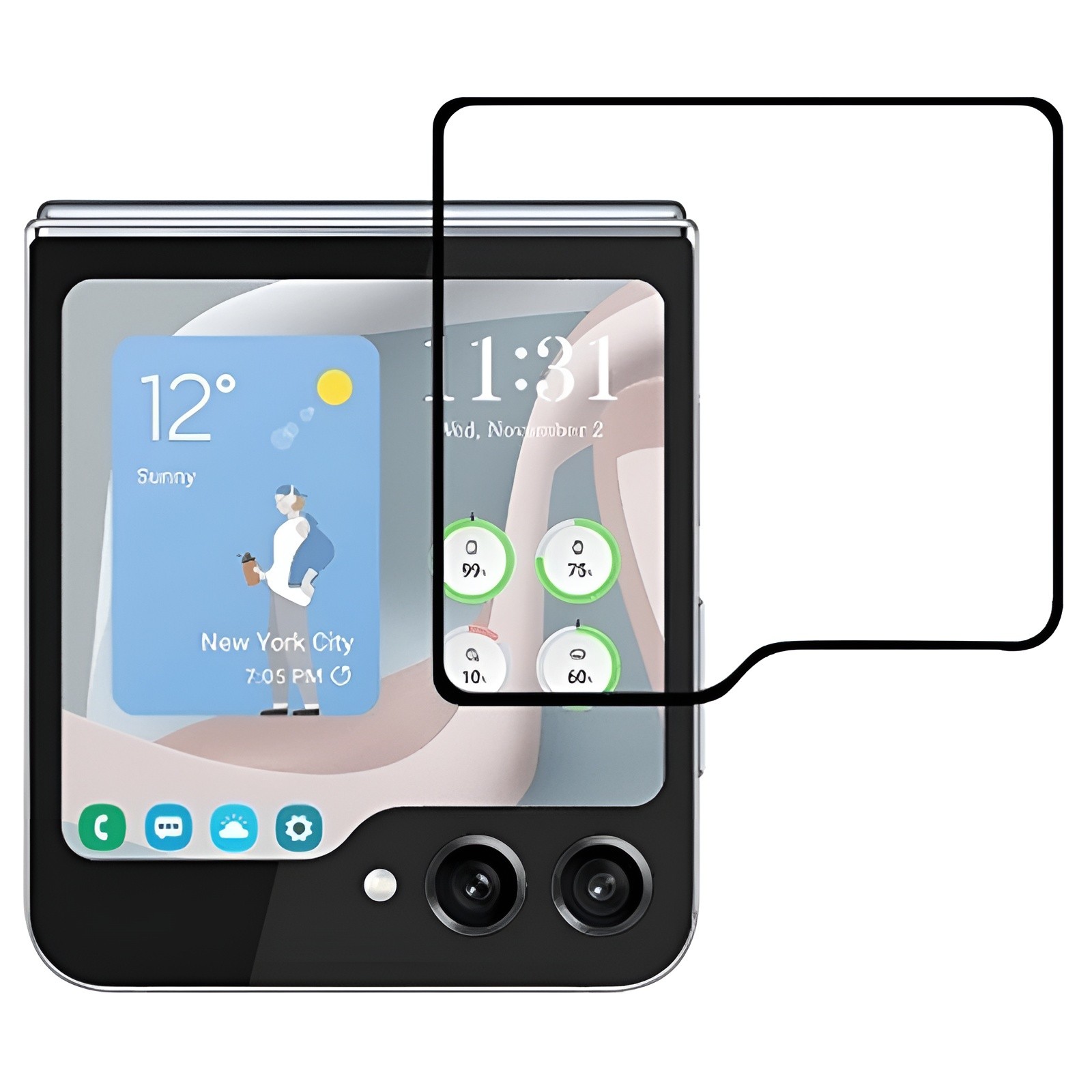 Folie Sticla Securizata, , Pentru Samsung Galaxy Z Flip 5, Full Glue, Margini Negre, Transparent [1]