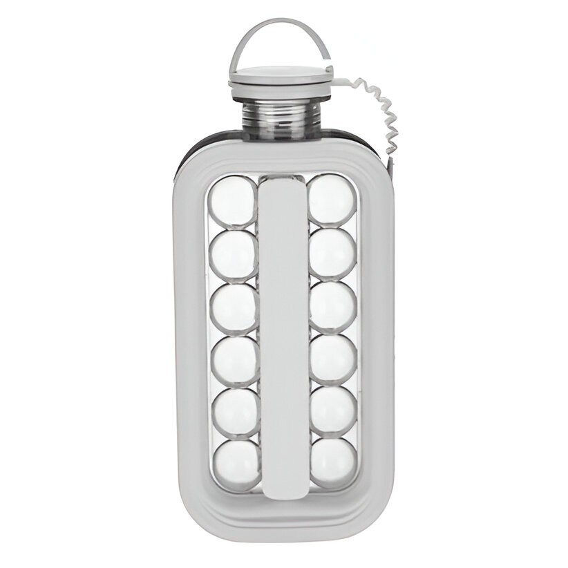 Forme cuburi de gheata - Forma pentru Gheata 2 in 1 Portabila, , Tavita sub Forma de Sticla, Diametru 3 cm, Multifunctional, 17 Bilute de Gheata, 27.5 x 11.4 x 5.5 cm, Culoare Alb