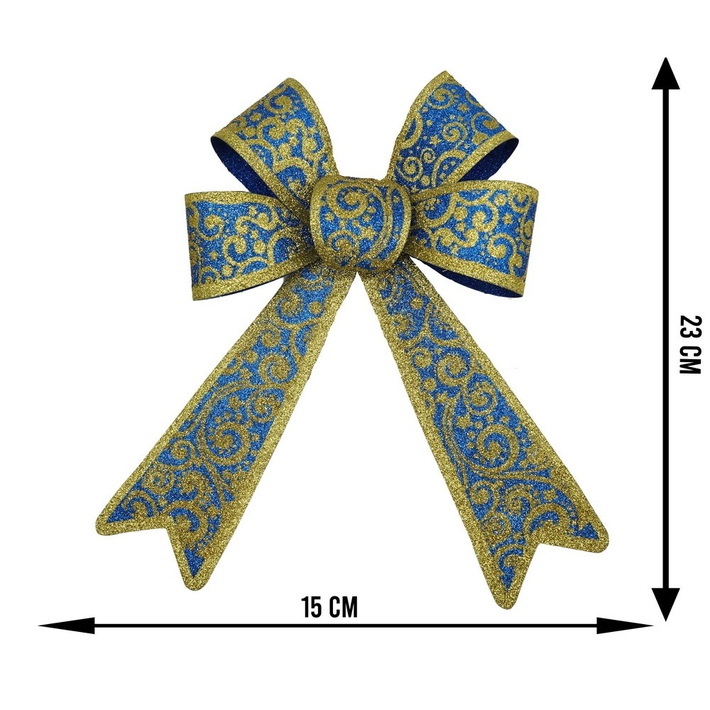 Funda pentru brad, Albastra, model spiralat, cu margini aurii, 15 x 23 cm, PVC,  [6]