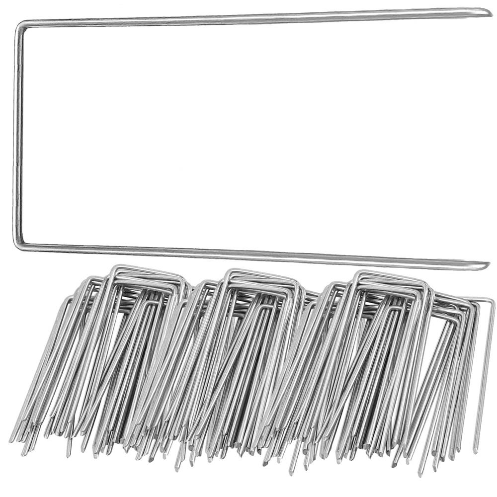 Set 100 ancore metalice pentru fixare agrotextil, 15x7 cm, argintiu [8]