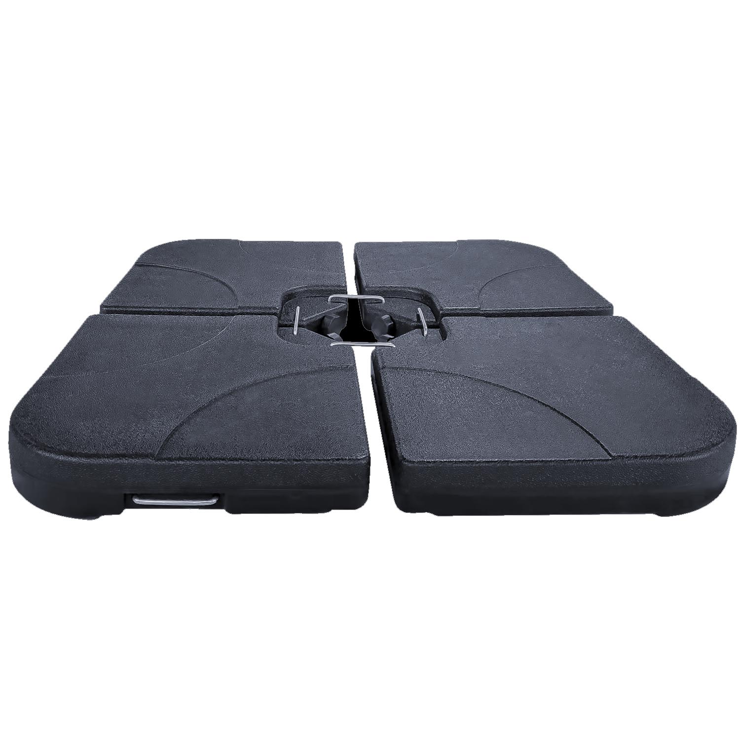 UMBRIRE - Suport baza umbrela 50x50x8 cm, set 4 elemente umplere cu apa sau nisip, manere metalice, plastic rezistent, negru