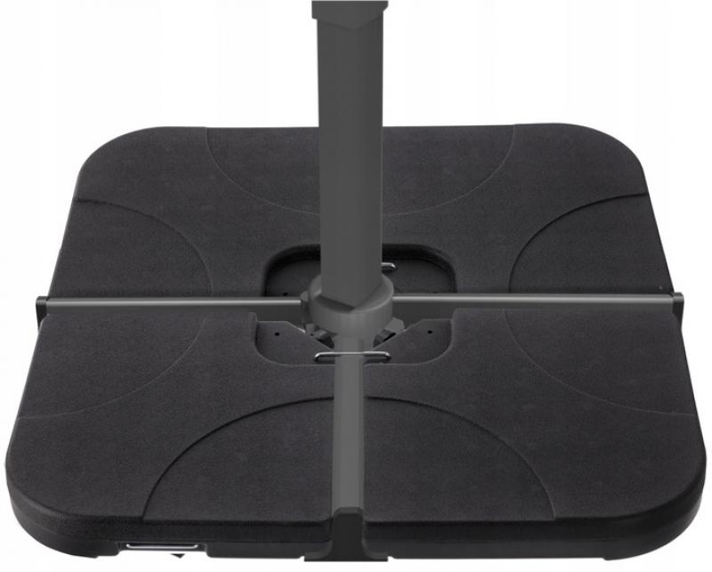 Suport baza umbrela 50x50x8 cm, set 4 elemente umplere cu apa sau nisip, manere metalice, plastic rezistent, negru [5]