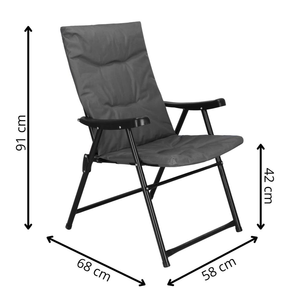 Scaun pliabil pentru terasa sau camping, sezut si spatar cu burete, maxim 120kg, gri [3]