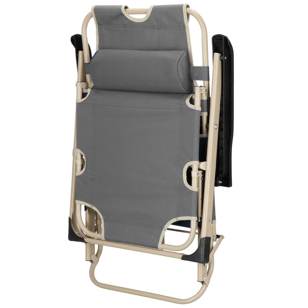 Sezlong pliabil cu perna si suport picioare reglabil, 176x66x92 cm, gri [3]