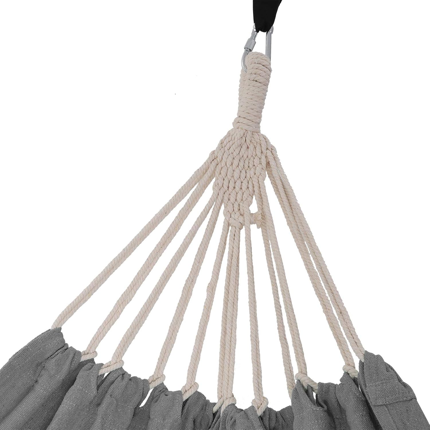 SONGMICS Hamac dublu, accesorii de prindere cu chingi si carabiniere, 210x150 cm, 300 kg, gri [4]