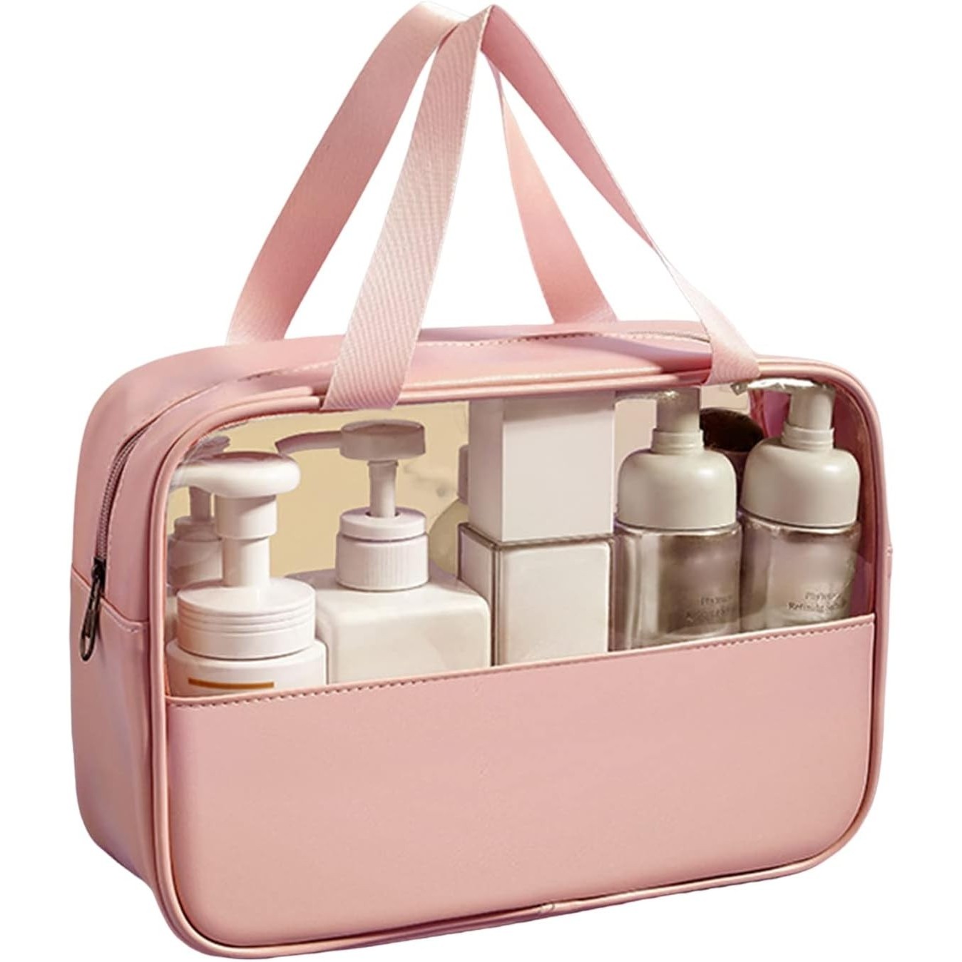 ✨TOATE PRODUSELE✨ - Geanta pentru cosmetice, , Geanta pentru Voiaj sau Organizarea produselor Cosmetice, Geanta pentru Machiaj, din PVC si PU, 26 x 15 x 10 cm, Roz