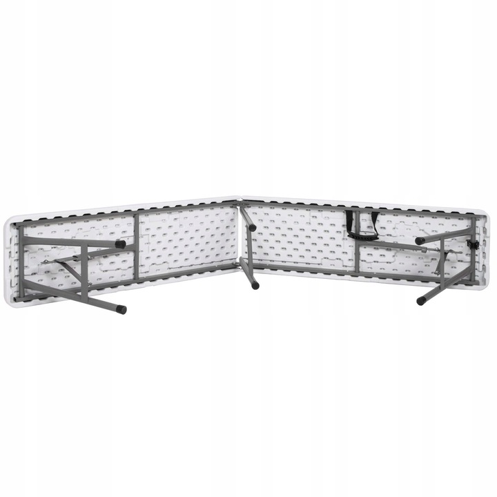 Banca pliabila, cu maner, HDPE si cadru metalic, 180x30x43 cm, alb/gri [3]