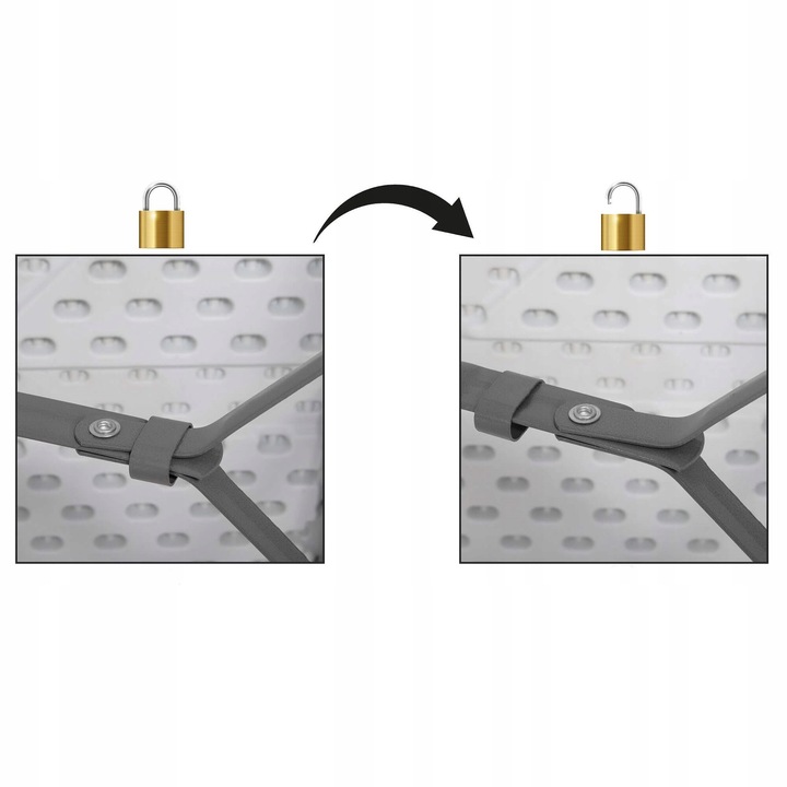 Banca pliabila, cu maner, HDPE si cadru metalic, 180x30x43 cm, alb/gri [7]