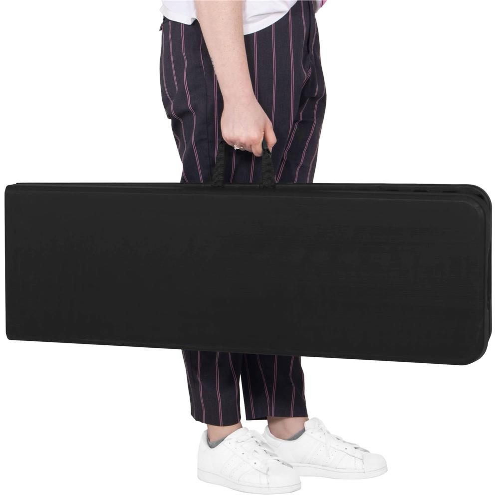 Set masa pliabila cu 2 banci, 180 cm, negru, HDPE si cadru metalic anticoroziv [15]