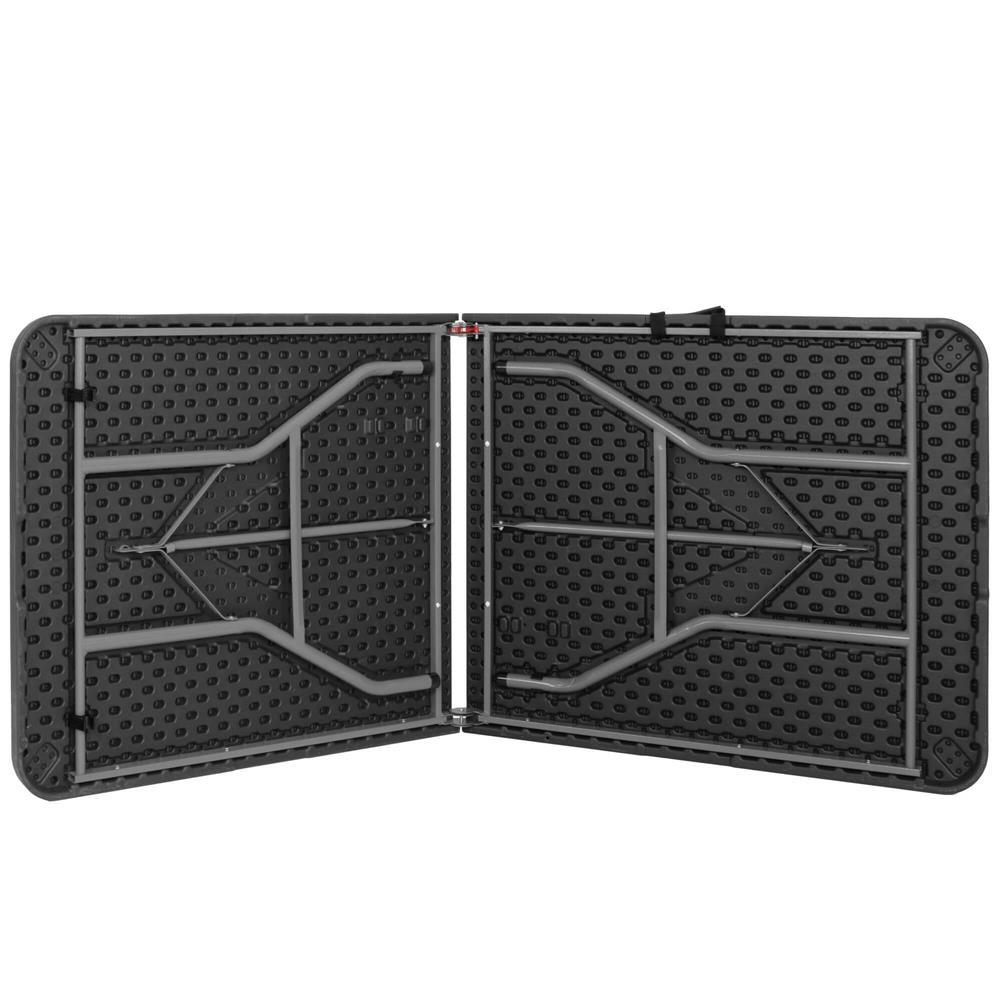 Set masa pliabila cu 2 banci, 180 cm, negru, HDPE si cadru metalic anticoroziv [16]
