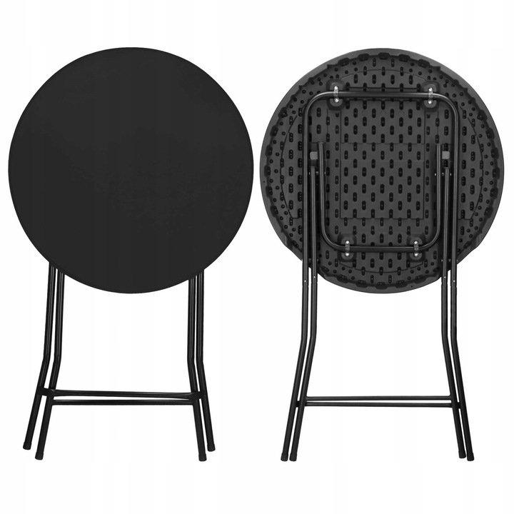 Masa catering profesionala pentru evenimente, inalta, cu picioare metal pliabile, rotunda, d 80 cm, h 110 cm, negru [4]
