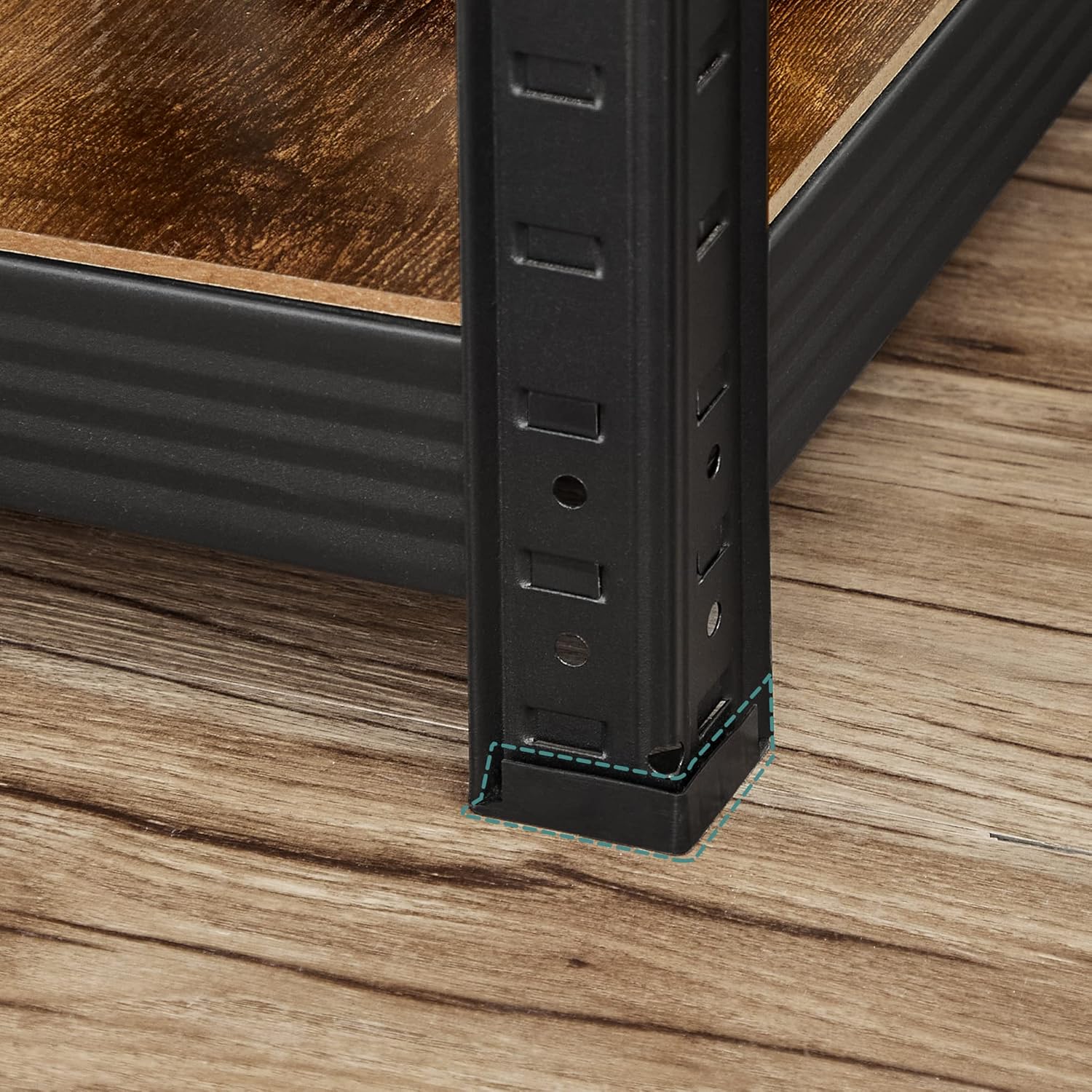 SONGMICS Etajera 5 rafturi ajustabile, structura metalica, stil industrial, MDF, 37x37x150 cm, maro si negru [6]