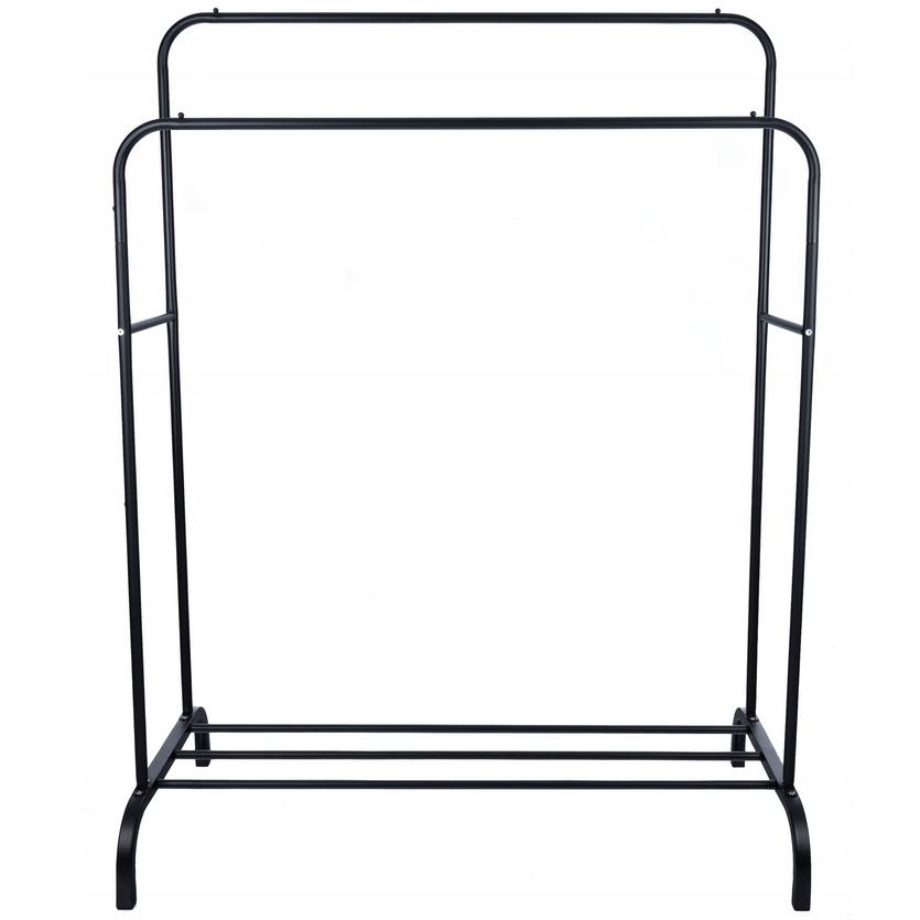 Umerase si huse haine - Suport metalic pentru haine 110x55x145 cm, cu bara dubla si raft pentru incaltaminte, negru