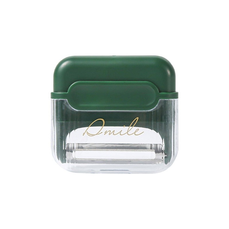 ✨TOATE PRODUSELE✨ - Decojitor/Curatator manual de legume si fructe, , portabil, cu magnet, doua lame, Inox, Verde, 6.7x6x1.6 cm