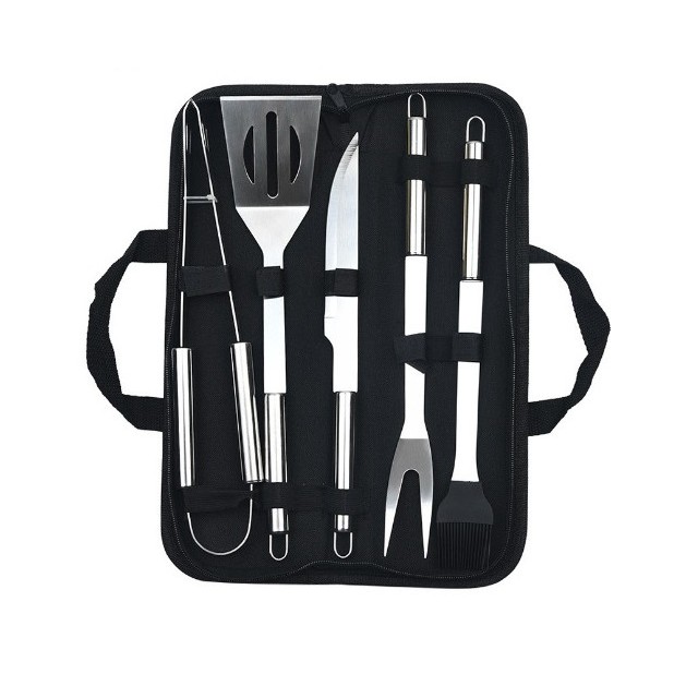 ✨TOATE PRODUSELE✨ - Set 5 Ustensile pentru Gratar, , din Otel Inoxidabil, Geanta Oxford, Argintiu
