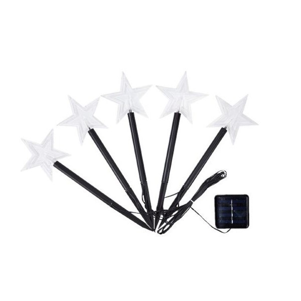 Set 5 Lampi solare LED de exterior Model Stea, pentru gradina, , 35.5 cm, Alb Cald [4]