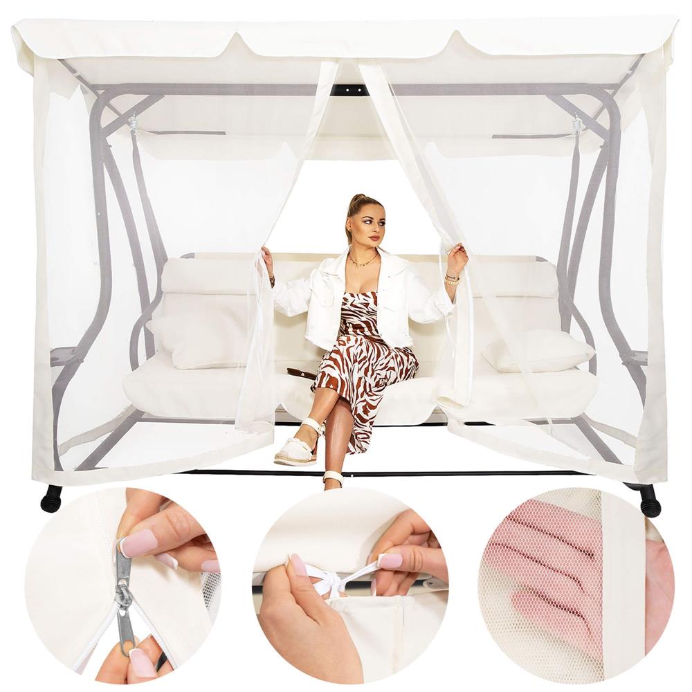 Plasa antiinsecte pentru leagan de gradina, 165x680 cm, bej [5]