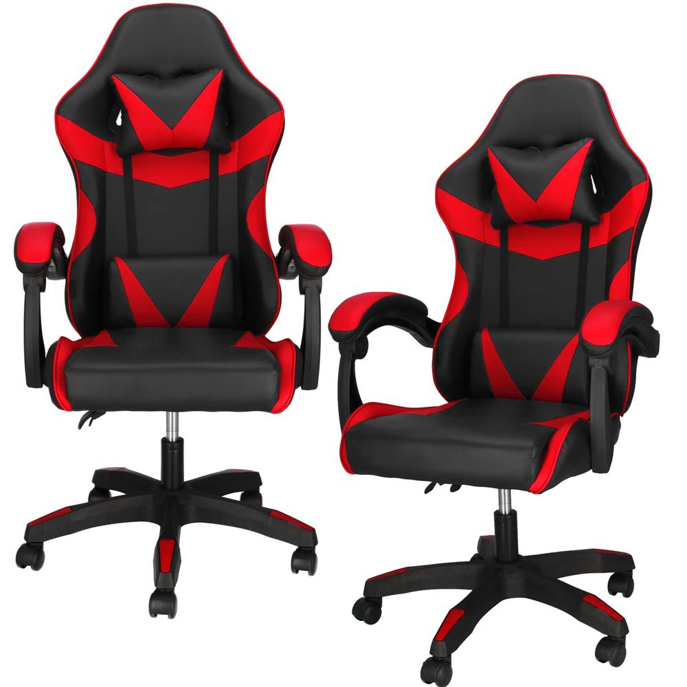 Scaun birou pentru gaming, ergonomic, suport lombar si tetiera, 114-123x55x50 cm, negru si rosu [4]