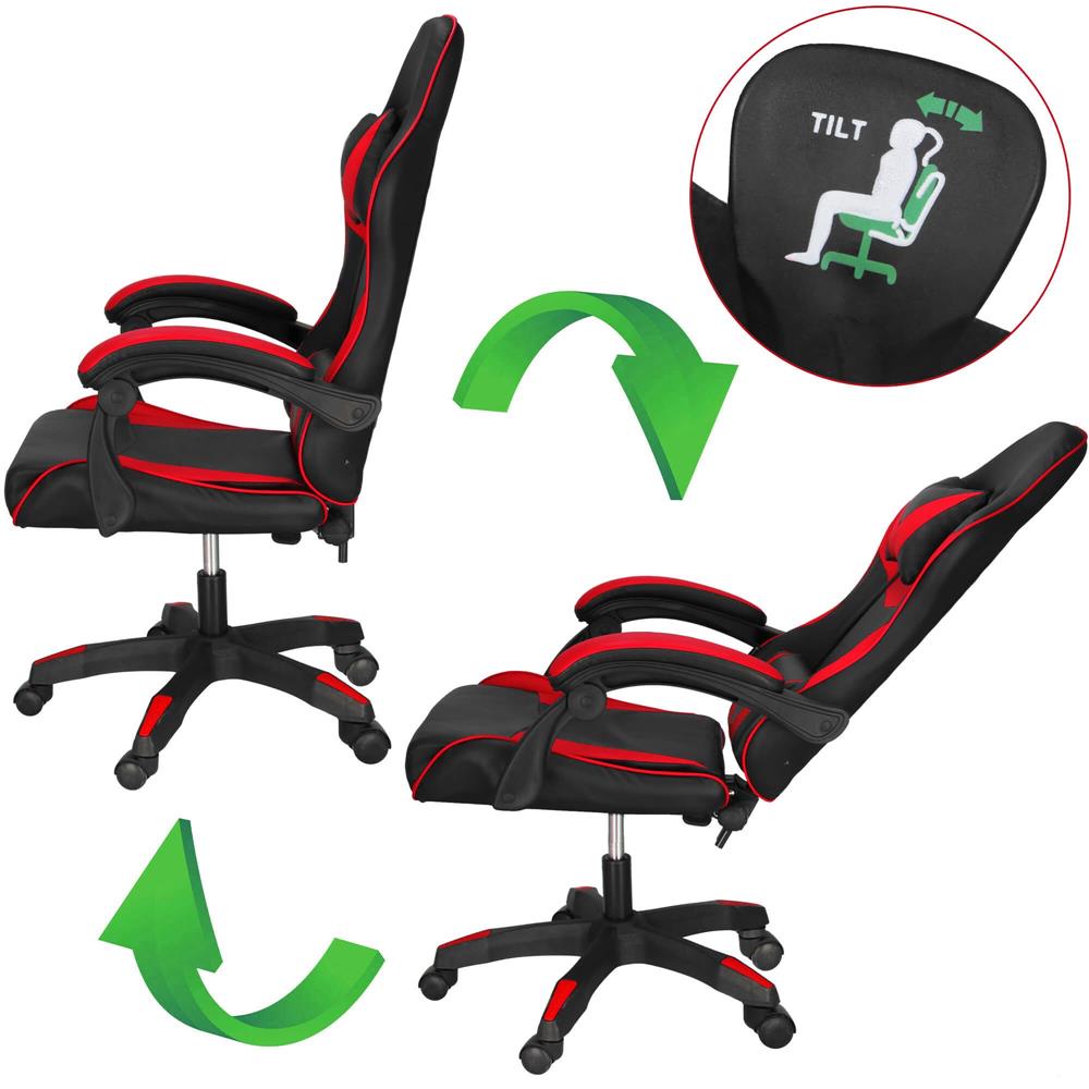 Scaun birou pentru gaming, ergonomic, suport lombar si tetiera, 114-123x55x50 cm, negru si rosu [9]