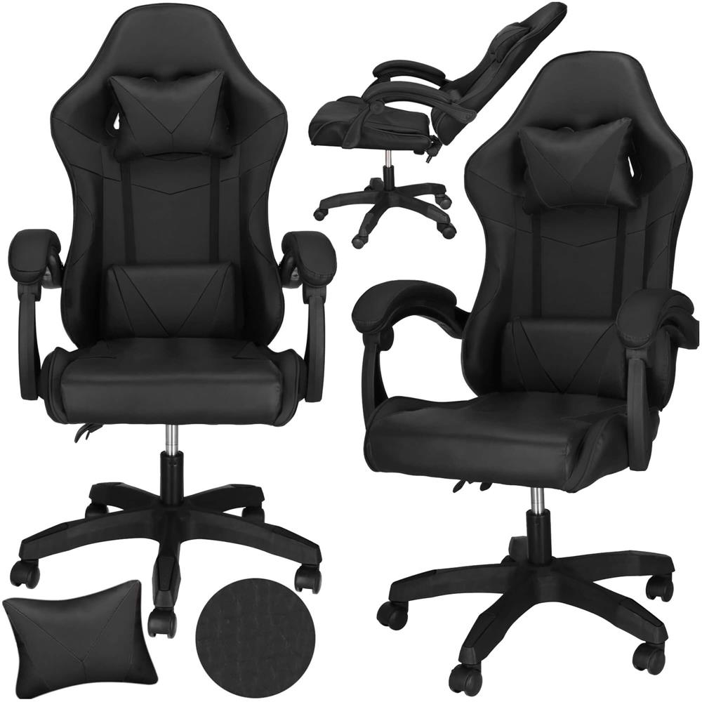 Scaun birou pentru gaming, ergonomic, suport lombar si tetiera, 114-123x55x50 cm, negru [3]