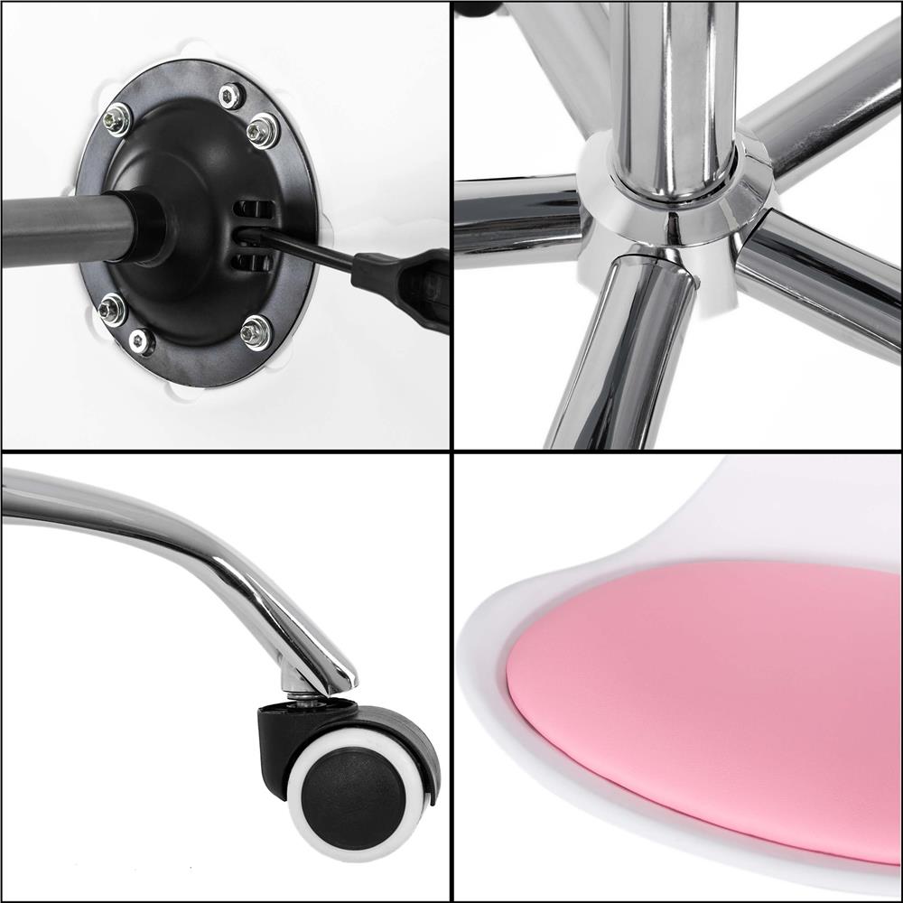 Scaun birou ergonomic, cu sezut din spuma, reglabil pe inaltime, maxim 120 kg, 90x49x48 cm, alb si roz [10]