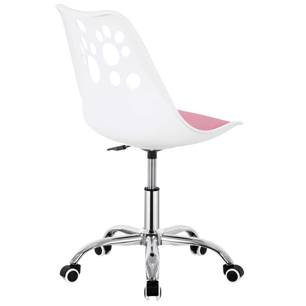 Scaun birou ergonomic, cu sezut din spuma, reglabil pe inaltime, maxim 120 kg, 90x49x48 cm, alb si roz [20]