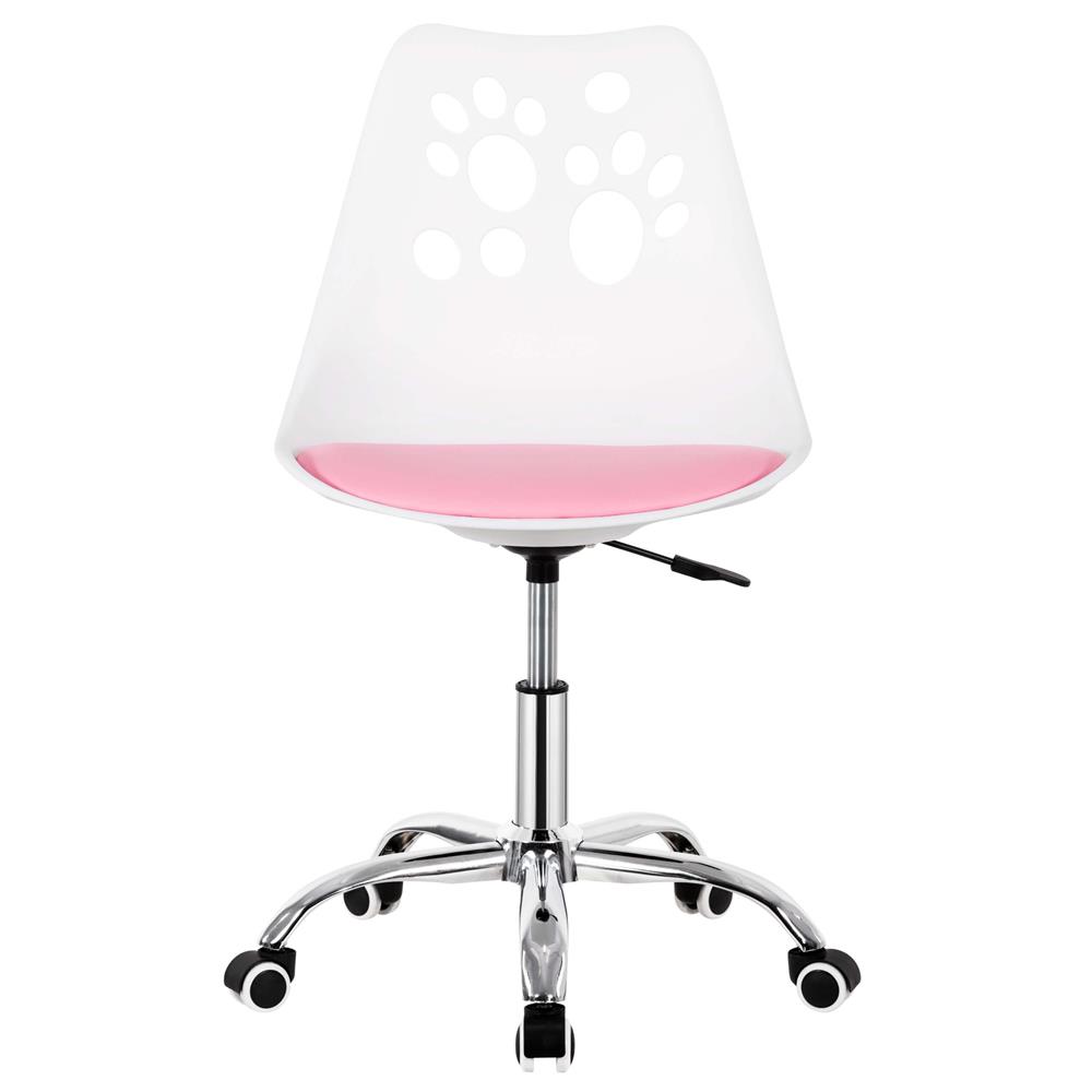 Scaun birou ergonomic, cu sezut din spuma, reglabil pe inaltime, maxim 120 kg, 90x49x48 cm, alb si roz [7]