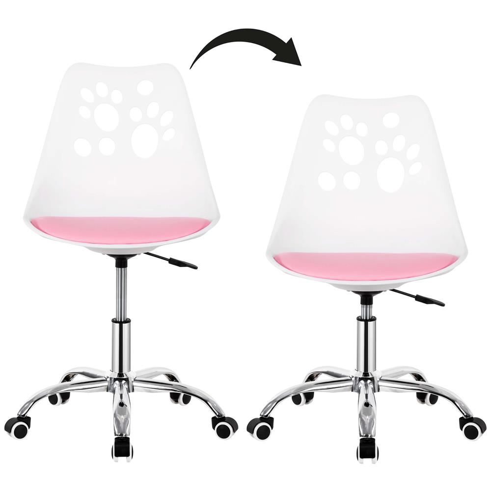 Scaun birou ergonomic, cu sezut din spuma, reglabil pe inaltime, maxim 120 kg, 90x49x48 cm, alb si roz [8]