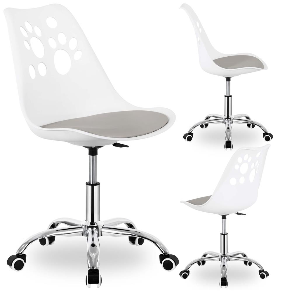 Scaun birou ergonomic, cu sezut din spuma, reglabil pe inaltime, maxim 120 kg, 90x49x48 cm, alb si gri [8]