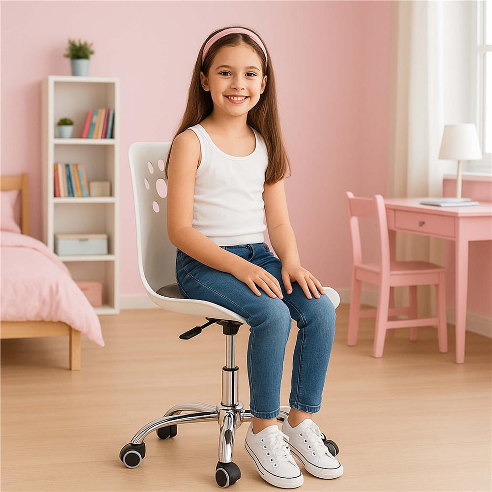 Scaun birou ergonomic, cu sezut din spuma, reglabil pe inaltime, maxim 120 kg, 90x49x48 cm, alb si gri [19]