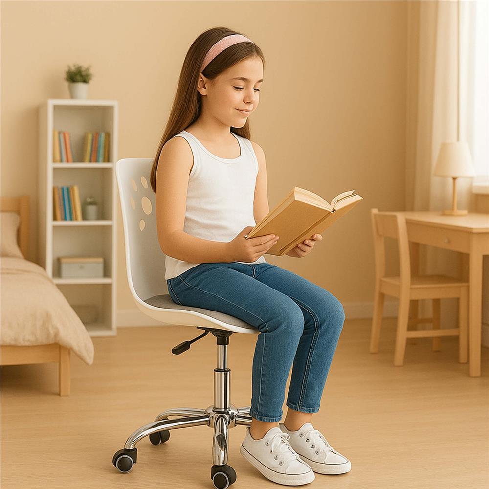 Scaun birou ergonomic, cu sezut din spuma, reglabil pe inaltime, maxim 120 kg, 90x49x48 cm, alb si gri [20]