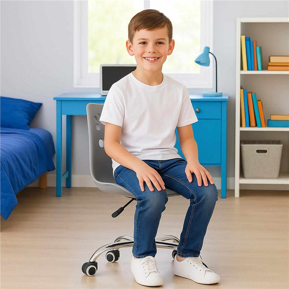 Scaun birou ergonomic, cu sezut din spuma, reglabil pe inaltime, maxim 120 kg, 90x49x48 cm, gri [8]