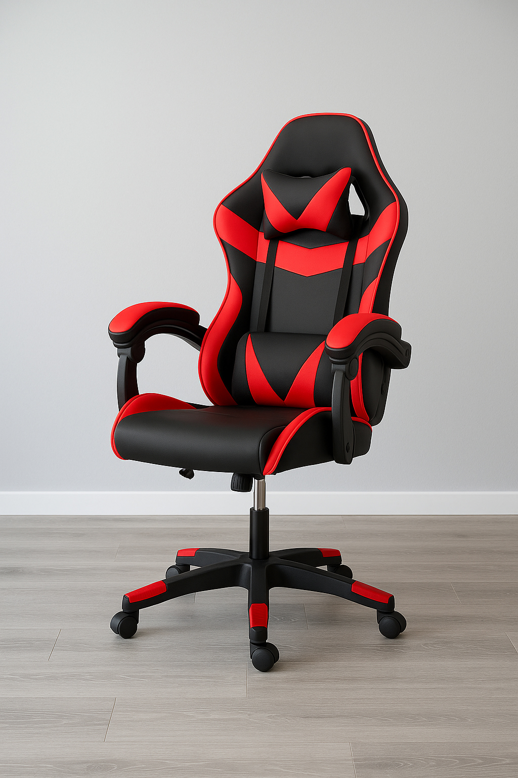 Scaun birou pentru gaming, ergonomic, suport lombar si tetiera, 114-123x55x50 cm, negru si rosu [21]