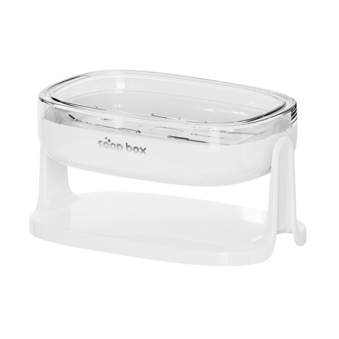 Articole pentru baie - Savoniera cu Suport 2 in 1, , Pentru Perete sau Blat, PET, Scurgere Optima, Alb