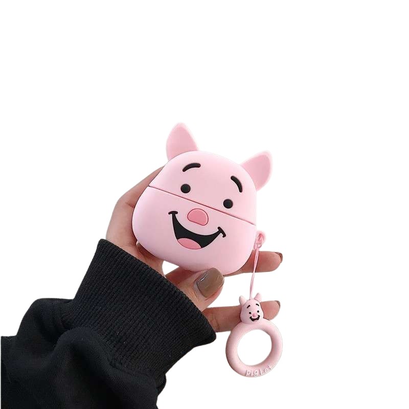 3D - Husa AirPods cu Inel Prindere Model 1 Porc Roz