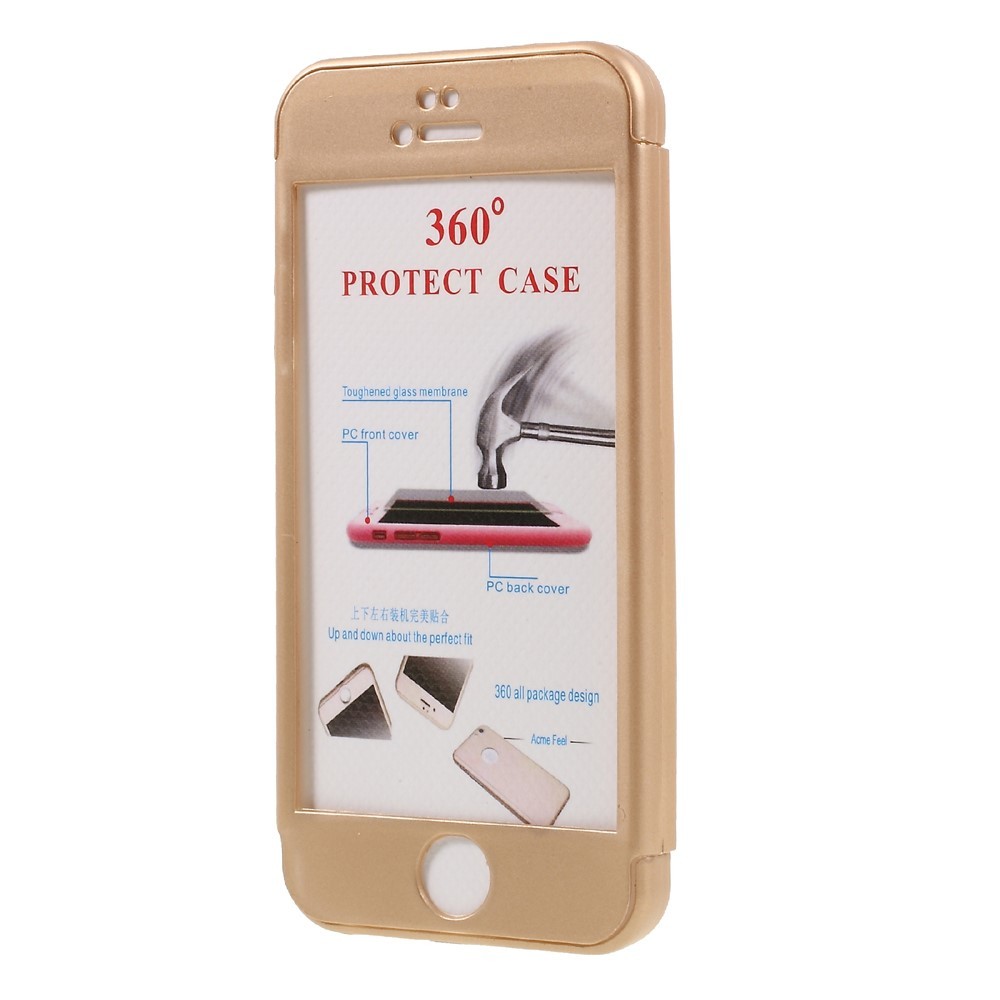 Husa Apple iPhone 5/5S/SE Full Cover 360 Auriu + Folie de protectie [6]