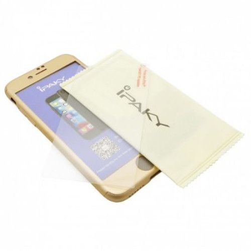 Husa Apple iPhone 6/6S IPAKY Full Cover 360 Auriu + Folie Cadou [5]