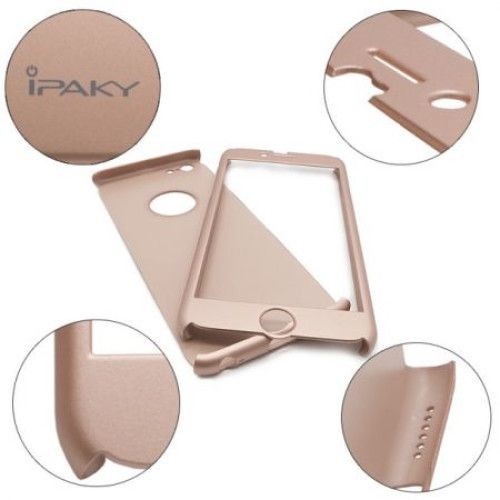 Husa Apple iPhone 6/6S IPAKY Full Cover 360 Auriu + Folie Cadou [7]