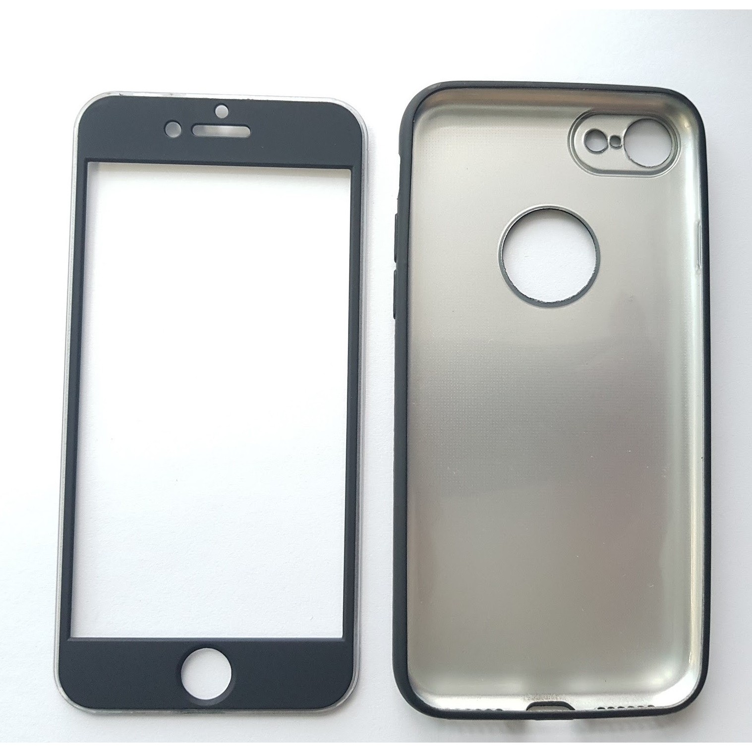 Husa Apple iPhone 8 Plus Full Silicone 360 Negru + Folie de protectie [5]